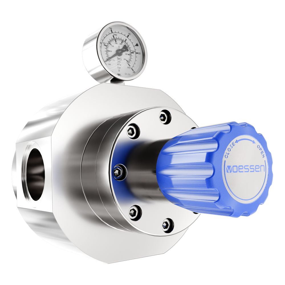 Регулятор VOESSEN LRS6KH4R, из нержавеющей стали, до 3400 м3/час, избыточного давления, 4 порта, вход справа